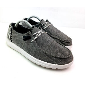 Hey Dude Wendy Chambray Woven Womens Size 7 Oynx Black Slip On Casual Shoes